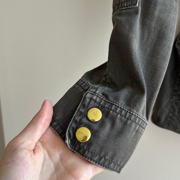 J. Crew Grey Relaxed Boyfriend Field Shirt Jacket, Size Small Petite - Picture 6 of 16